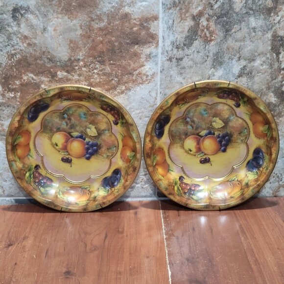 Vintage Pair of Daher Decorated Ware England Large Round Fruit Bowl Wall Hanging - Picture 1 of 10